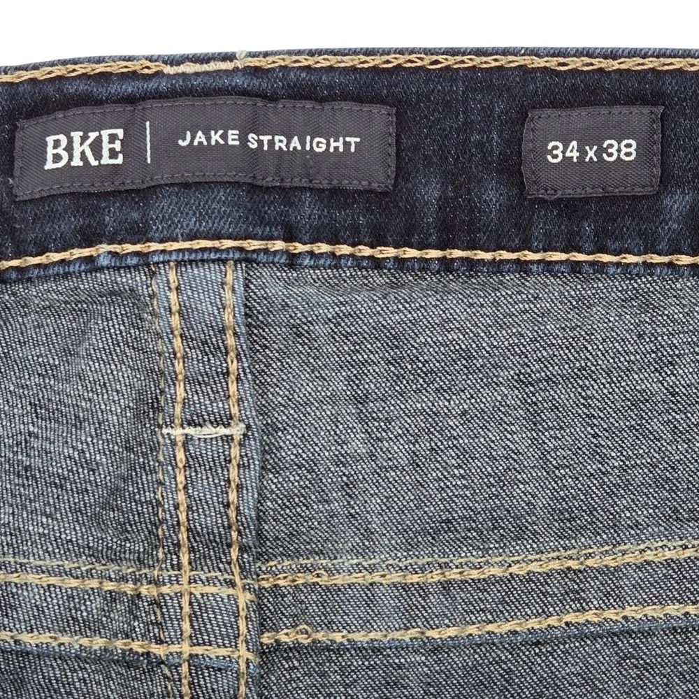 BKE Jake Straight Jeans 34x38 Dark Wash Stretch Denim Tall Indigo
